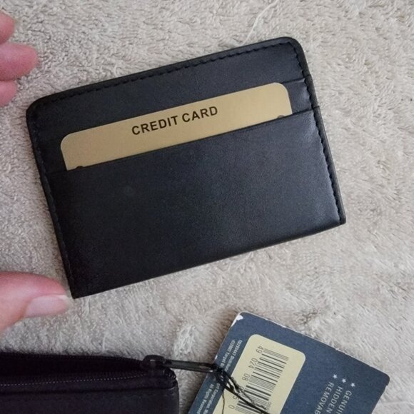 Vintage Cherokee Black Leather Wristlet/Coin Purse w Id Pouch - Picture 4 of 13